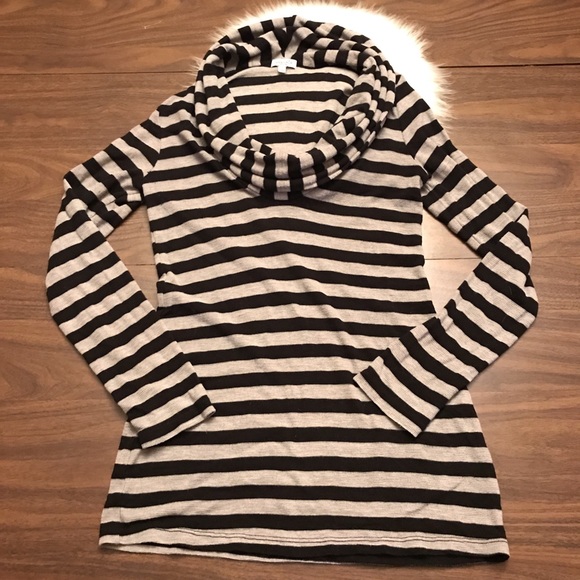 SPLENDID Striped Thermal Cowl Neck Top - Picture 5 of 7
